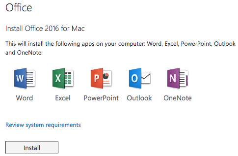 office 2016 for mac install just word